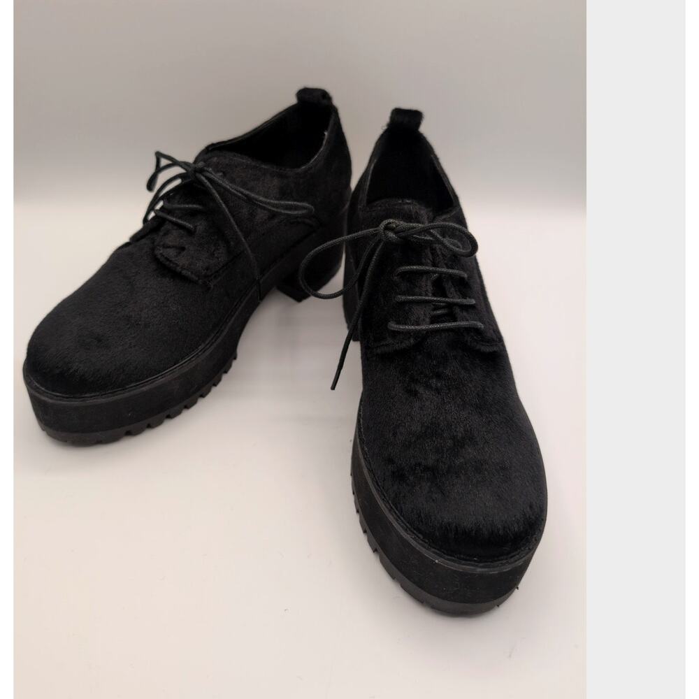 ASOS | Platform Horsehair Derby Black | Size 9